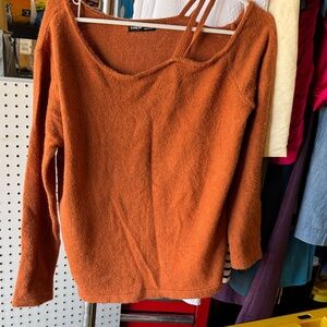 SHEIN Women's Off-the-Shoulder Rust Sweater
